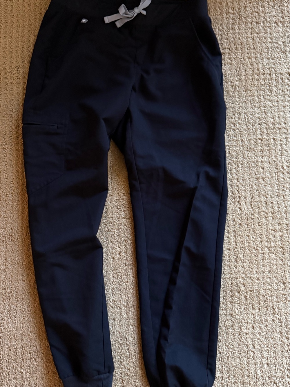 Figs Black Track Joggers with Gray Drawstring